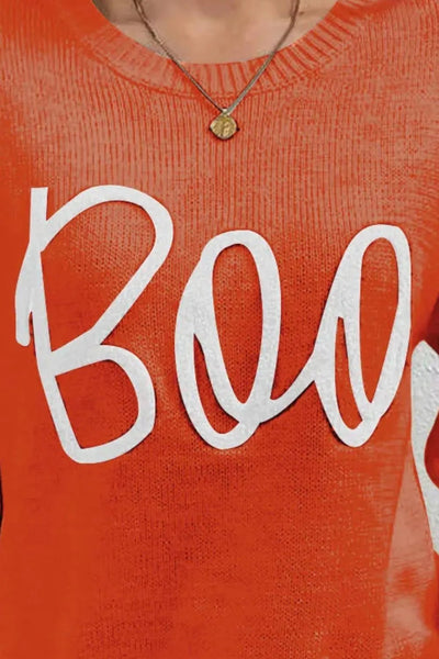 BOO Round Neck Long Sleeve Sweater - Your Second Look