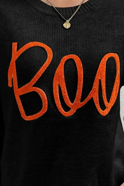 BOO Round Neck Long Sleeve Sweater - Your Second Look