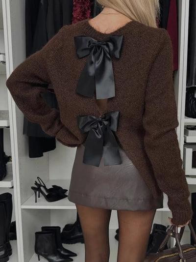 Bow Back & Round Neck Sweater - Your Second Look