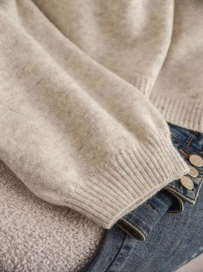 Bow - knot Front V - Neck Knit Cardigan - Your Second Look