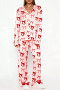 Bow Print Top and Wide Leg Pants Lounge Set - Your Second Look