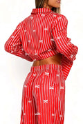 Bow Print Top and Wide Leg Pants Lounge Set - Your Second Look