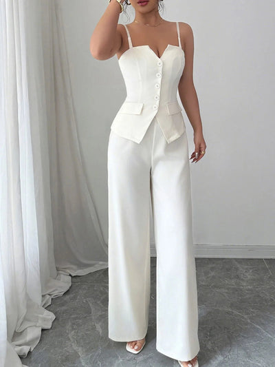 Button Front Cami and Pants Set - Your Second Look