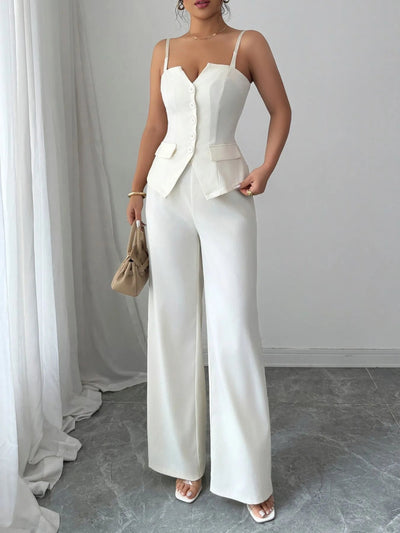 Button Front Cami and Pants Set - Your Second Look
