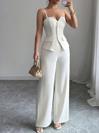 Button Front Cami and Pants Set - Your Second Look