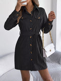 Button - Front Corduroy Shirt Dress - Your Second Look