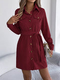 Button - Front Corduroy Shirt Dress - Your Second Look