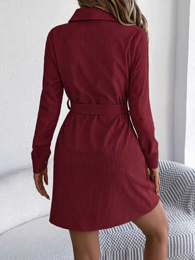 Button - Front Corduroy Shirt Dress - Your Second Look