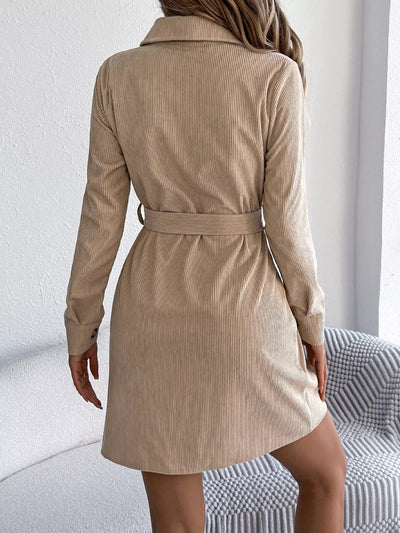 Button - Front Corduroy Shirt Dress - Your Second Look