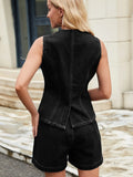 Button - Front Denim Vest Top - Your Second Look
