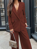 Buttoned Lapel Collar Blazer and Pants Set - Your Second Look