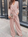 Buttoned Lapel Collar Blazer and Pants Set - Your Second Look
