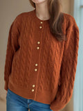 Cable Knit Round Neck Cardigan - Your Second Look