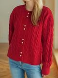 Cable Knit Round Neck Cardigan - Your Second Look