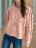 Cable Knit Round Neck Cardigan - Your Second Look