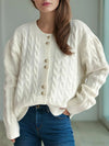 Cable Knit Round Neck Cardigan - Your Second Look