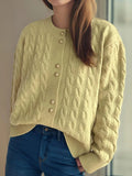 Cable Knit Round Neck Cardigan - Your Second Look