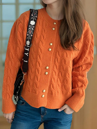 Cable Knit Round Neck Cardigan - Your Second Look