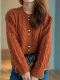 Cable Knit Round Neck Cardigan - Your Second Look