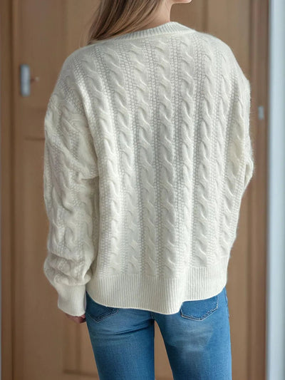 Cable Knit Round Neck Cardigan - Your Second Look