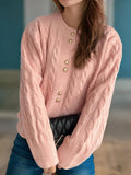Cable Knit Round Neck Cardigan - Your Second Look