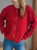 Cable Knit Round Neck Cardigan - Your Second Look