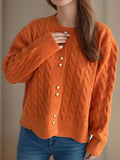 Cable Knit Round Neck Cardigan - Your Second Look