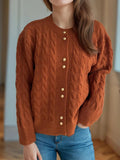 Cable Knit Round Neck Cardigan - Your Second Look
