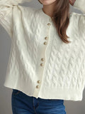 Cable Knit Round Neck Cardigan - Your Second Look