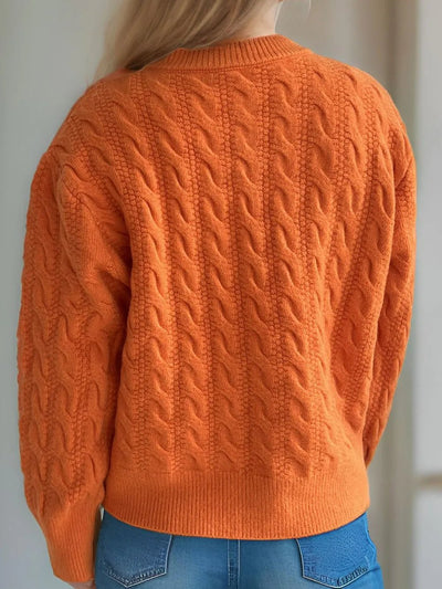 Cable Knit Round Neck Cardigan - Your Second Look