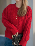 Cable Knit Round Neck Cardigan - Your Second Look