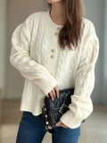 Cable Knit Round Neck Cardigan - Your Second Look