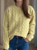 Cable Knit Round Neck Cardigan - Your Second Look