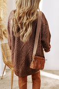 Cable - Knit Round Neck Sweater Dress - Your Second Look