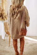 Cable - Knit Round Neck Sweater Dress - Your Second Look
