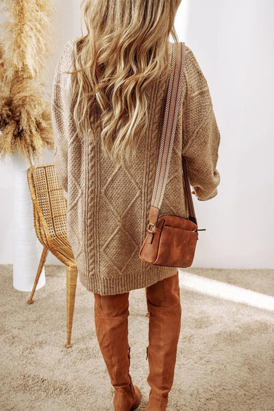 Cable - Knit Round Neck Sweater Dress - Your Second Look