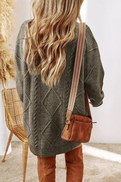 Cable - Knit Round Neck Sweater Dress - Your Second Look