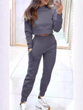 Casual Chic Cropped Sweatshirt and Jogger Set - Your Second Look