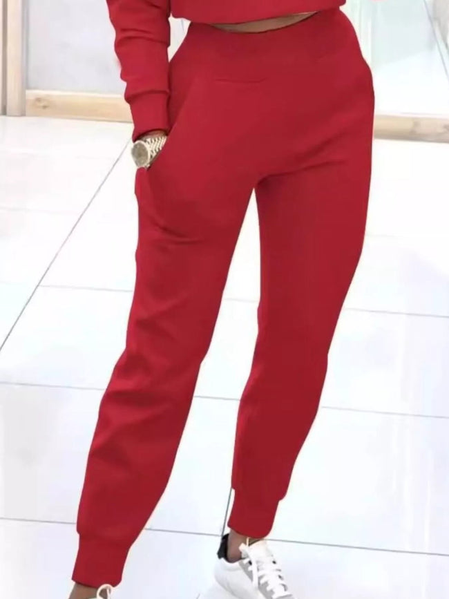 Casual Chic Cropped Sweatshirt and Jogger Set - Your Second Look