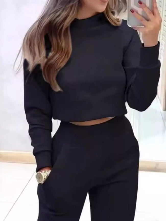 Casual Chic Cropped Sweatshirt and Jogger Set - Your Second Look