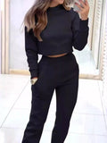 Casual Chic Cropped Sweatshirt and Jogger Set - Your Second Look