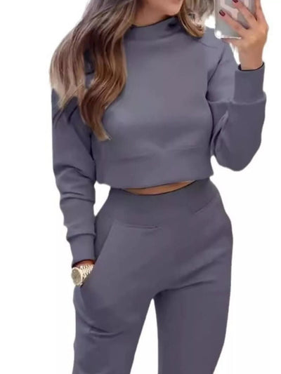 Casual Chic Cropped Sweatshirt and Jogger Set - Your Second Look