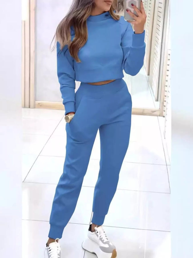 Casual Chic Cropped Sweatshirt and Jogger Set - Your Second Look