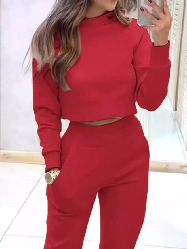 Casual Chic Cropped Sweatshirt and Jogger Set - Your Second Look