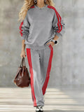 Casual Striped Sweatshirt and Pants Set - Your Second Look