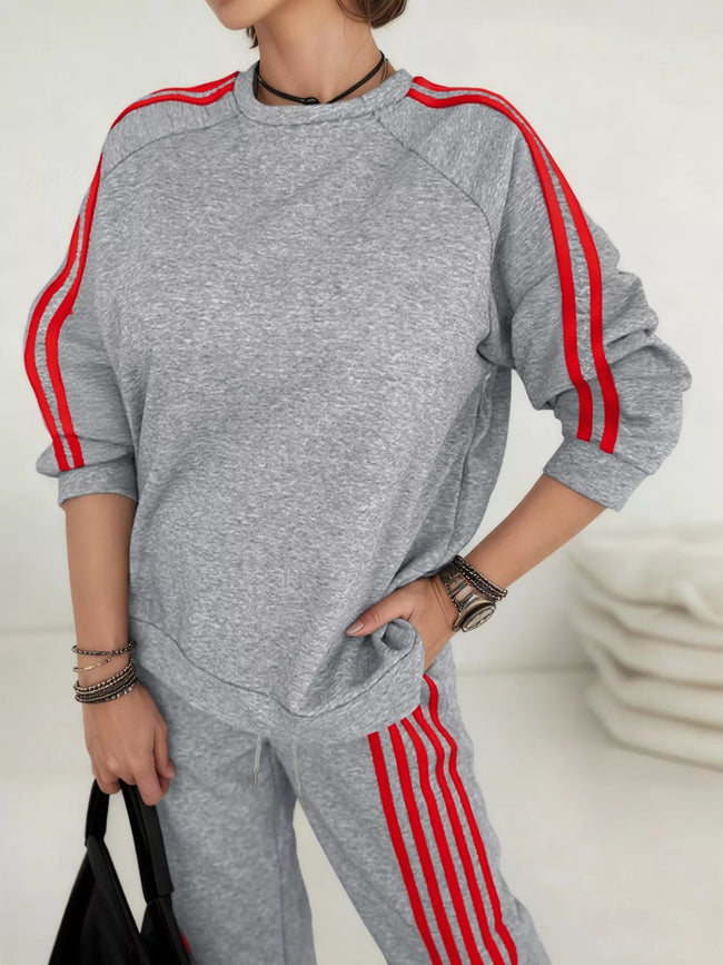 Casual Striped Sweatshirt and Pants Set - Your Second Look