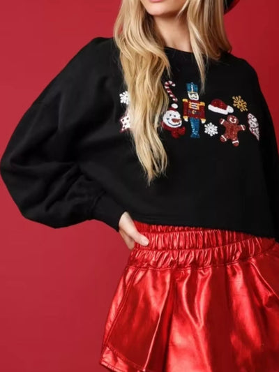 Christmas Sequin Cropped Sweatshirt - Your Second Look