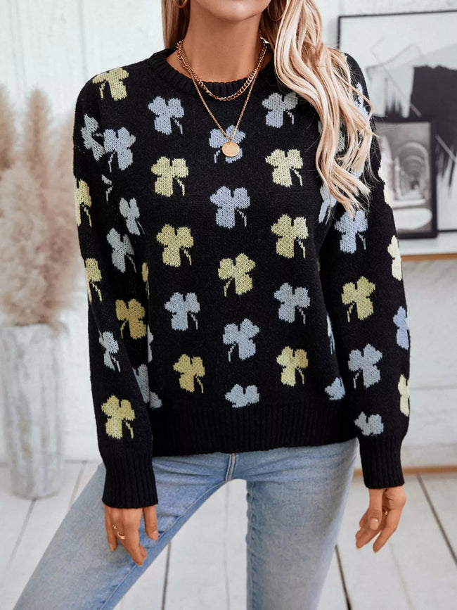 Clover Round Neck Long Sleeve Sweater - Your Second Look