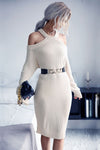 Cold Shoulder Sweater Dress (Belt Not Included) - Your Second Look