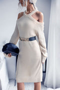 Cold Shoulder Sweater Dress (Belt Not Included) - Your Second Look